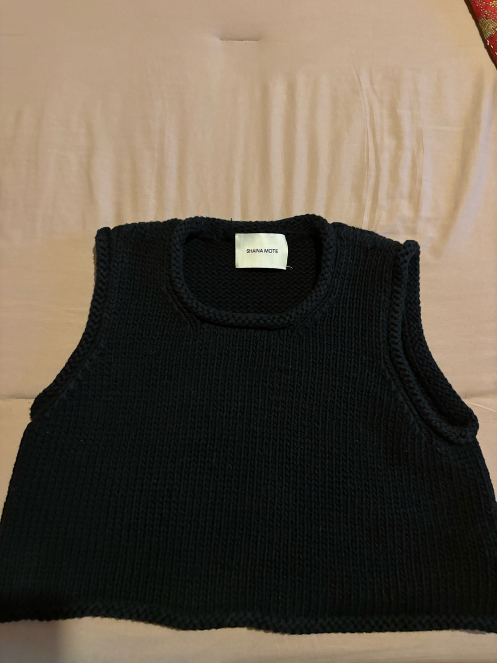 Shaina Mote Black Knit Sleeveless Sweater Chunky